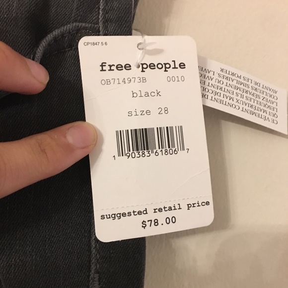 Free People | Black Straight Crop Jeans Fray Hem - Picture 6 of 8